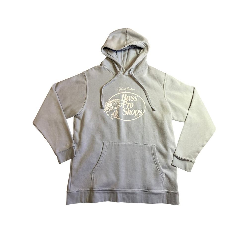 Bass Pro Shops Johnny Morris Graphic Hoodie Light Blue Mens Large L Sweatshirt‎